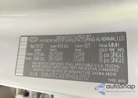 2023 Hyundai Tucson Limited from USA, damaged, VIN 5NMJECAE1PH263707